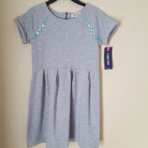 NWT Cherokee Girls gray knit dress w/bling sz L